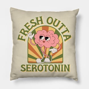 fresh outta serotonin, funny retro mascot Pillow