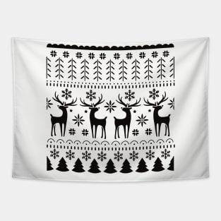 Northern Europe Folk Art Christmas Reindeer Sweater Pattern Tapestry