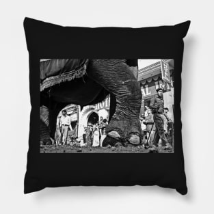 Walking My Elephant Atmospheric exotic B W Photography Pillow