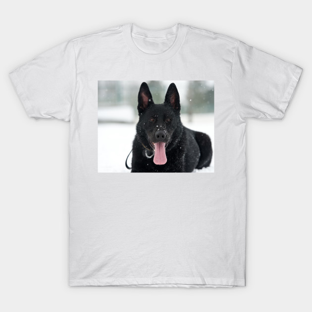 Black German Shepherd In Snow Black German Shepherd T Shirt