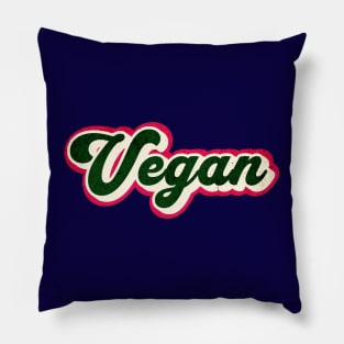 Retro Vegan Graphic Logo Pillow