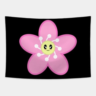 Cute Cherry Blossom Sakura Flower in Black Tapestry