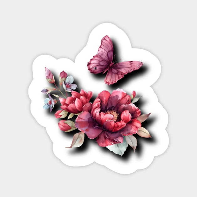 pink butterfly Magnet by Awgacia