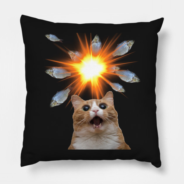 The Fish Bang Shirt Fish Lover Cat Meme Big Cat Fishing Pillow