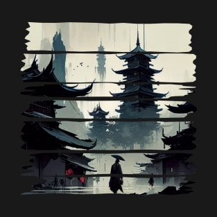 Electric Pagodas: A Cyberpunk Metropolis T-Shirt