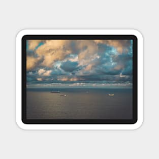 Moody sky over container ships Magnet