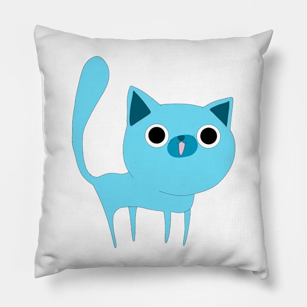 Blue Cat Pillow by Hartono88