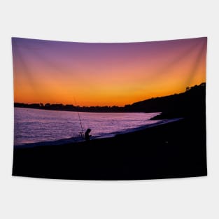 Fisherman's Silhouette Photograph Tapestry