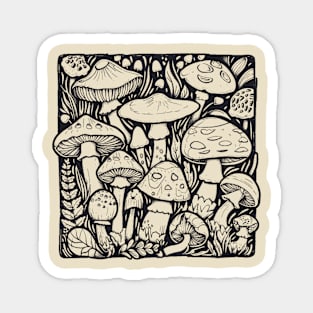 Mushroom Doodle Art Magnet