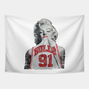 Retro - Marilyn Monroe Chicago Dennis Rodman white Tapestry