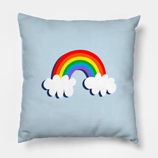 Rainbow Clouds on Blue Pillow