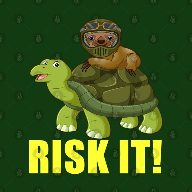 Funny Sloth Racing On Turtle Risk It by ArtisticRaccoon