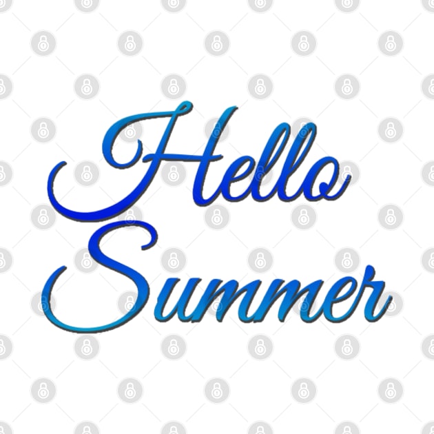 Hello Summer Cute Summer Blue Typography by BoogieCreates