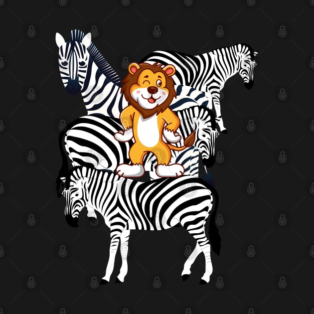 Lion with Zebras by DAZu