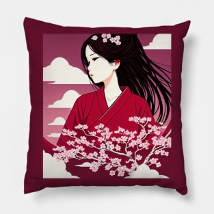 Sakura Kimono Girl Pillow