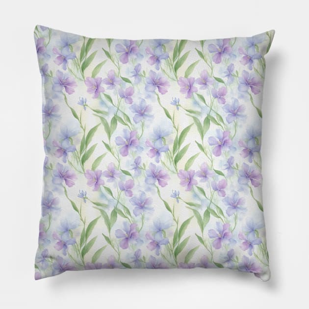 Watercolor pattern with violet flowers Pillow by Victoria's Store