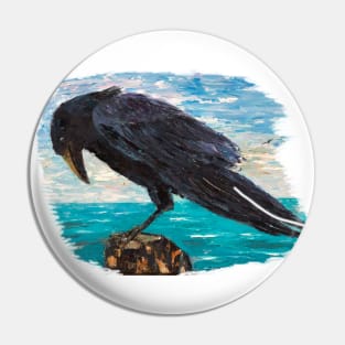 Raven by the sea Pin