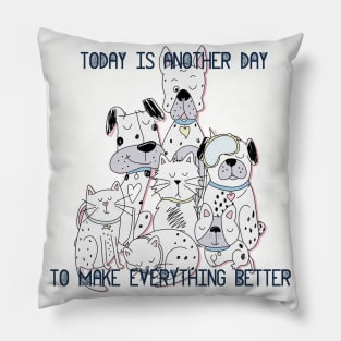 dog and cat love Pillow