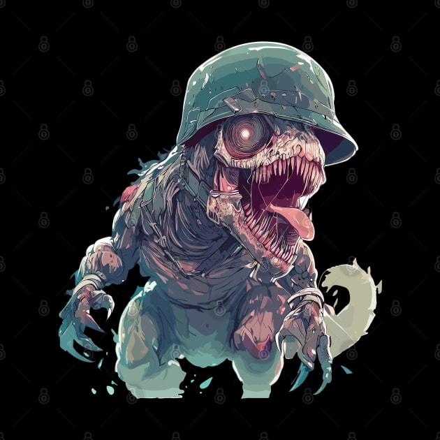 Spooky military zombie tyrannosaurus rex by TomFrontierArt