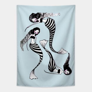 Drifting Along The Currents - Striped Mermaids 1 0f 2 Tapestry