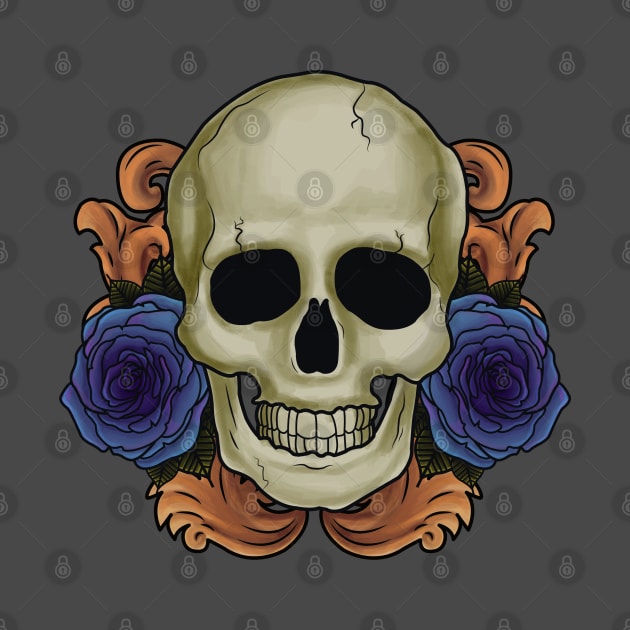 Skull and roses by TeeAgromenaguer