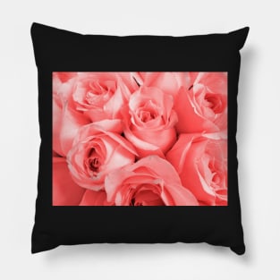 Pink roses in pastel pantone 2019 living coral Pillow