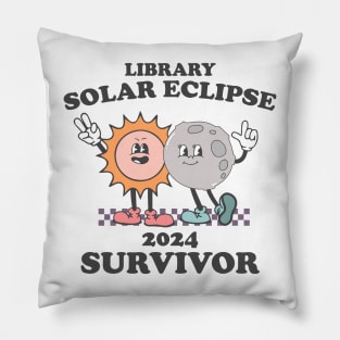 Funny Librarian Solar Eclipse 2024 Shirt,  Trendy Public Library Program Bookish Pillow