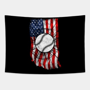 Baseball player American Flag Tapestry