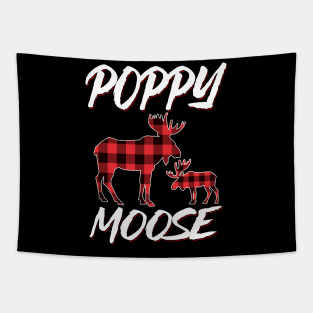 Red Plaid Poppy Moose Matching Family Pajama Christmas Gift Tapestry