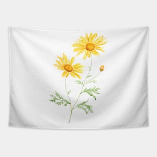 Yellow Margaret daisy watercolor Tapestry