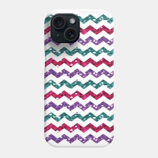 Pink, Purple, Turquoise Zig Zags with Glitter Look Phone Case