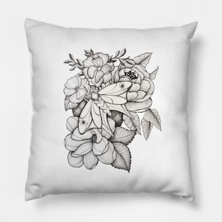 Seeing eye moth on flowers Pillow