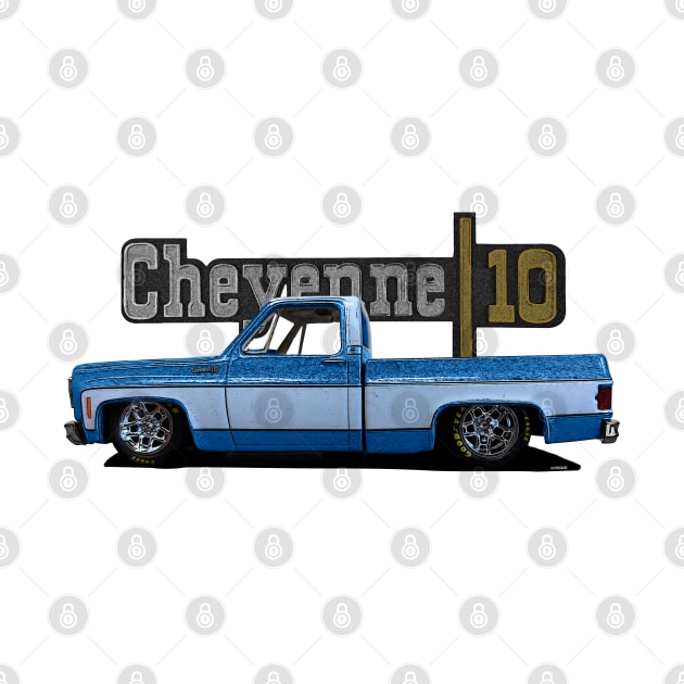 1973 Slammed Blue Chevy C10 Cheyenne Squarebody Truck by hotroddude