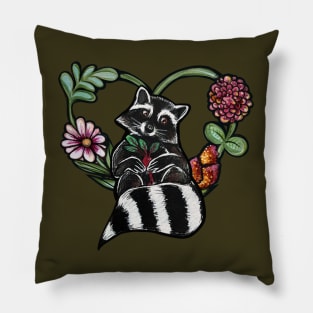 Beet Eating Raccoon Love Pillow