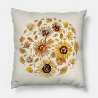 Watercolour Monochrome Sunflowers Pillow