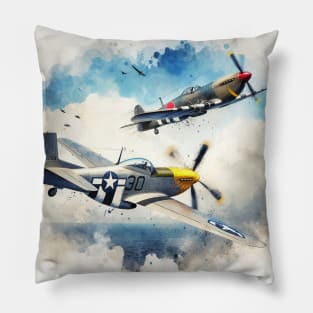 Fantasy illustration of WWII aircraft in battle Pillow