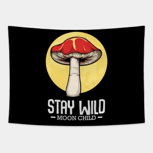 Mushrooms - Stay Wild Moon Child - Magic Morel Tapestry