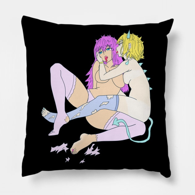 Lesbian Succubus Anime Ahegao Face Pillow by FromBerlinGift