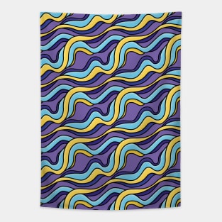 Colorful Waves Retro Modern Pattern Tapestry