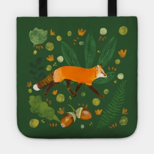 Watercolor illustration of a fox in the wood Tote