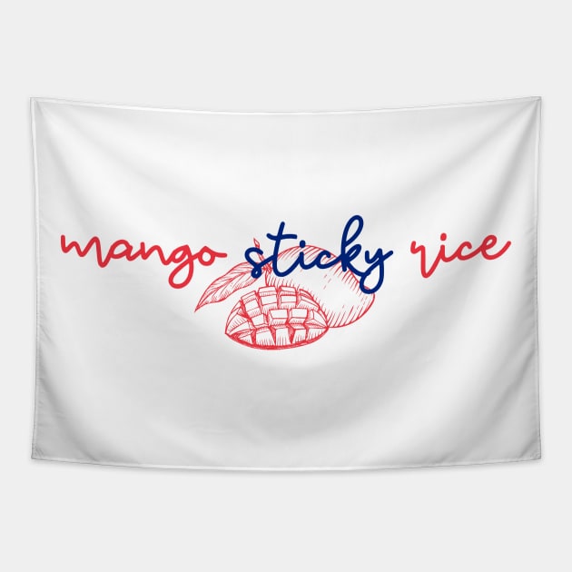 mango sticky rice - Thai red and blue - Flag color - with sketch Tapestry by habibitravels