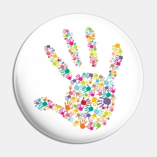 colorful baby handprint kids hands Pin