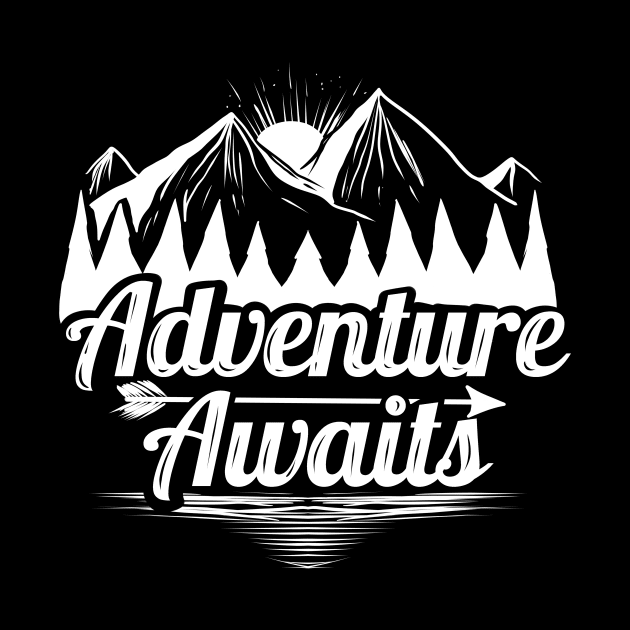 Sunrise In The Mountains Logo Adventure Awaits On Camping by SinBle