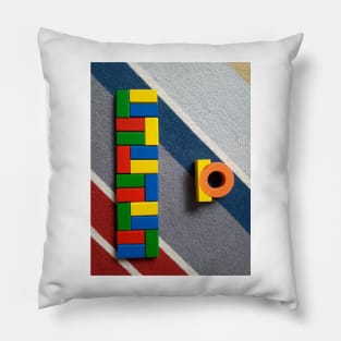 Colorful building blocks on carpet 1 Pillow