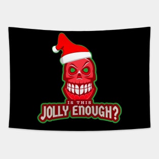 Is This Jolly Enough? Funny Skull Christmas Tapestry