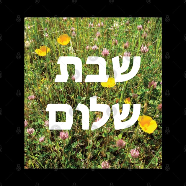 Shabbat Shalom שבת שלום Wildflowers Photograph White Text by DPattonPD
