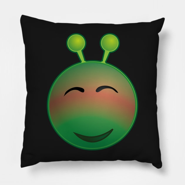 Funny Alien Monster ET Extraterrestrial Martian Green Man Emoji for Women, Men and Kids 12 Pillow by PatrioTEEism