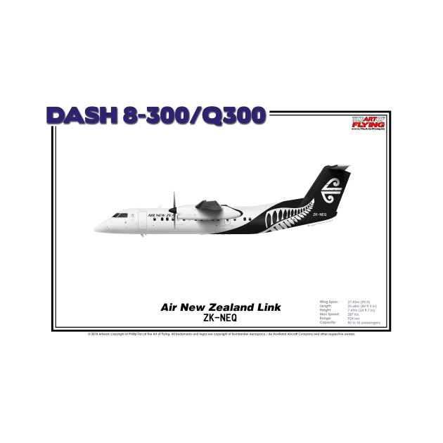 DeHavilland Canada Dash 8-300/Q300 - Air New Zealand Link (Art Print) by TheArtofFlying