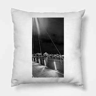 London at Night - Black and White Pillow