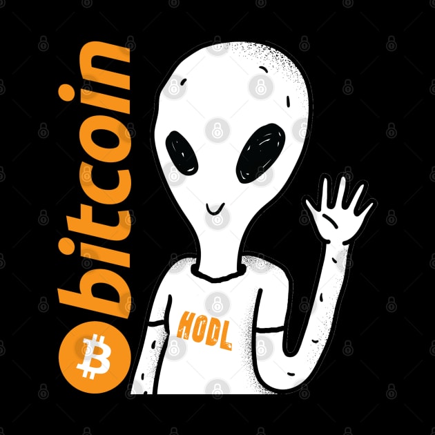 Bitcoin Logo Hodl Alien by LunarLanding